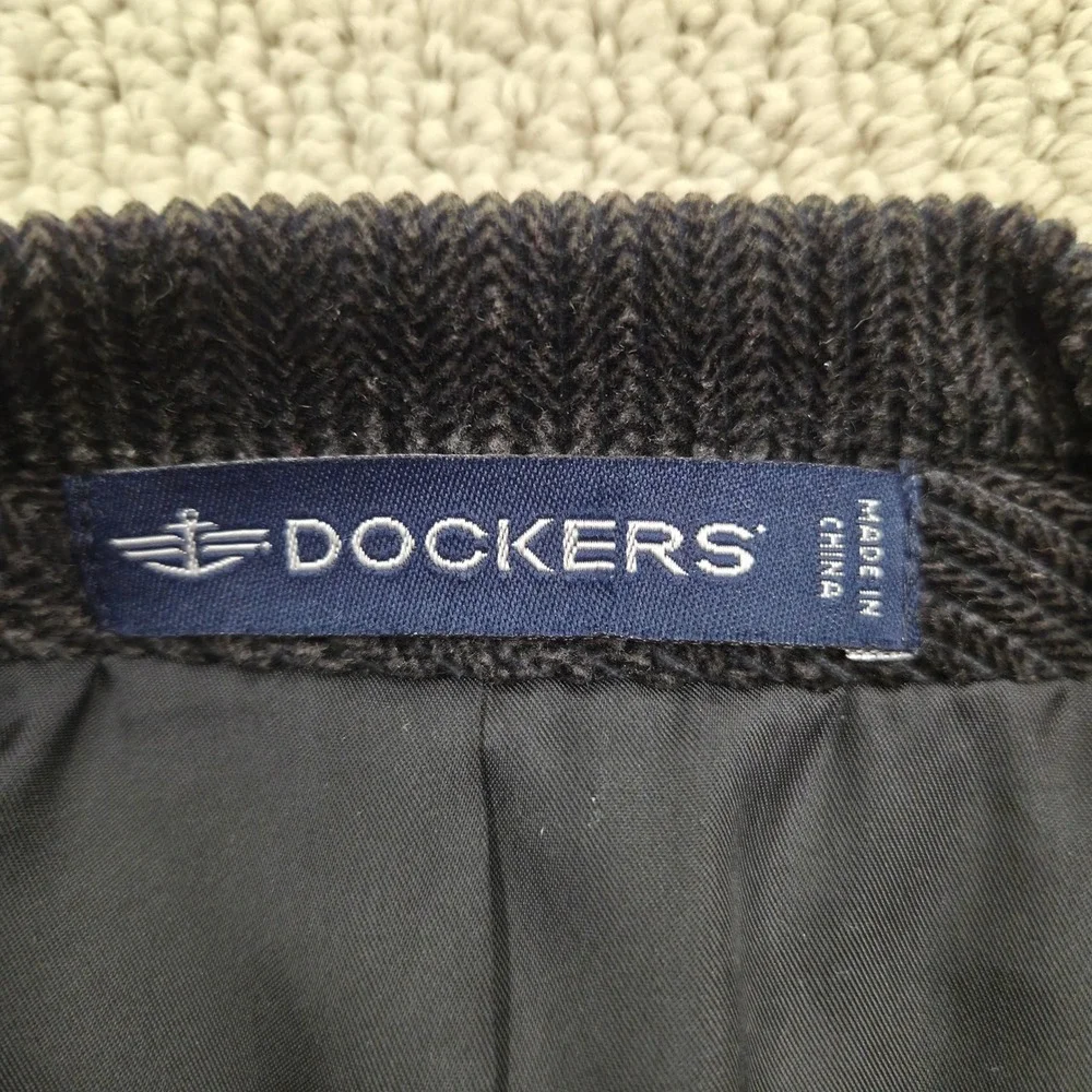 Dockers Herringbone Corduroy Blazer‎ Jacket Notch Lapel Charcoal Mens 46R